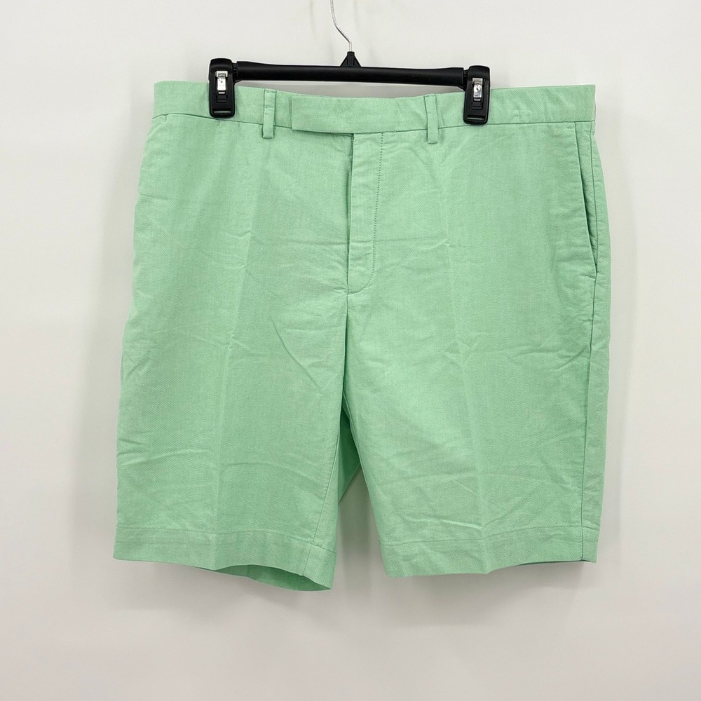 Polo Ralph Lauren Mens Mint Green Oxford Cotton Flat Front Shorts Size 38
